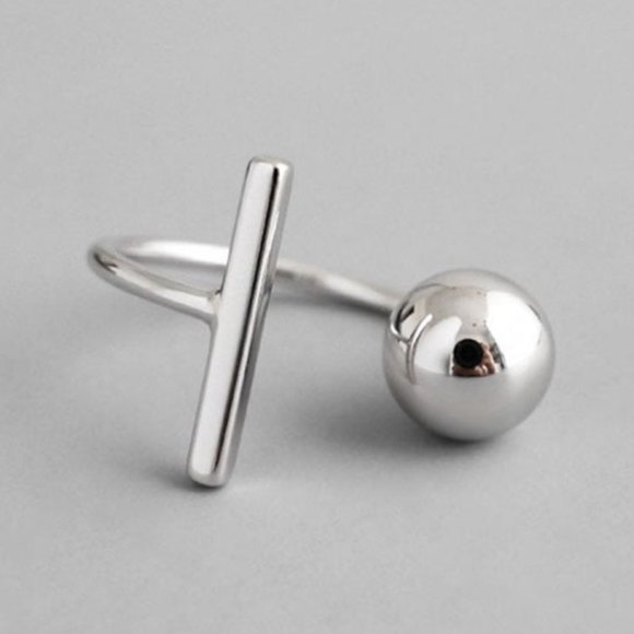 Geometric Ball and Line Open Ring - Picture 1 of 6